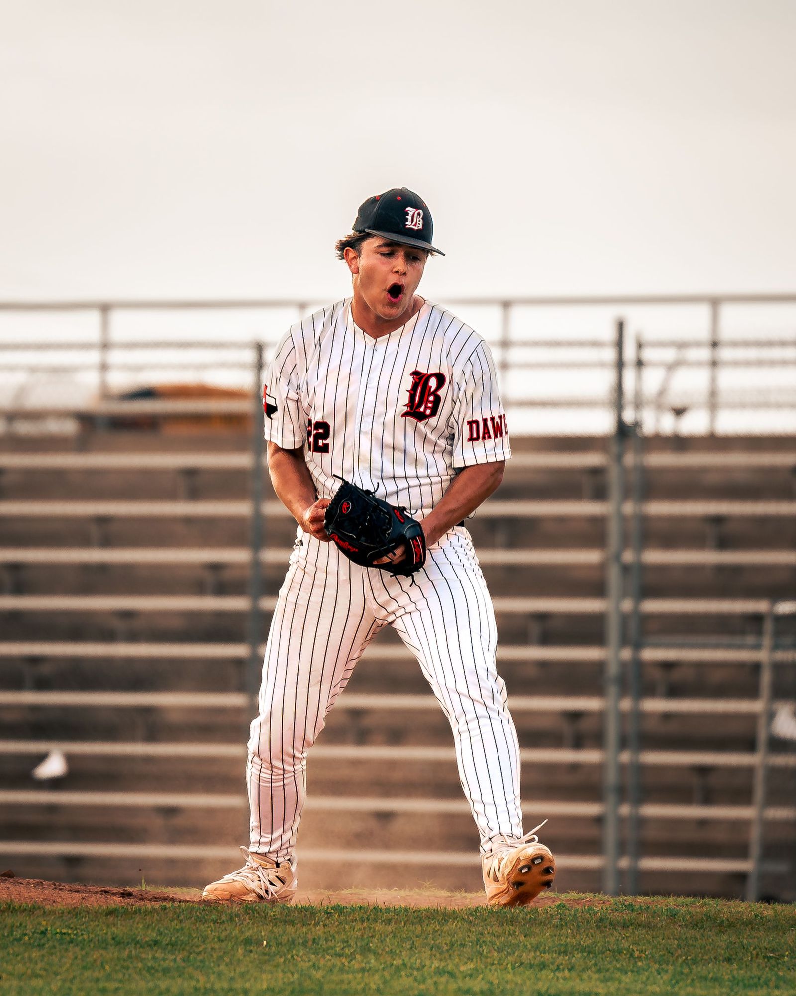 Bowie fielder crouched and ready at his position