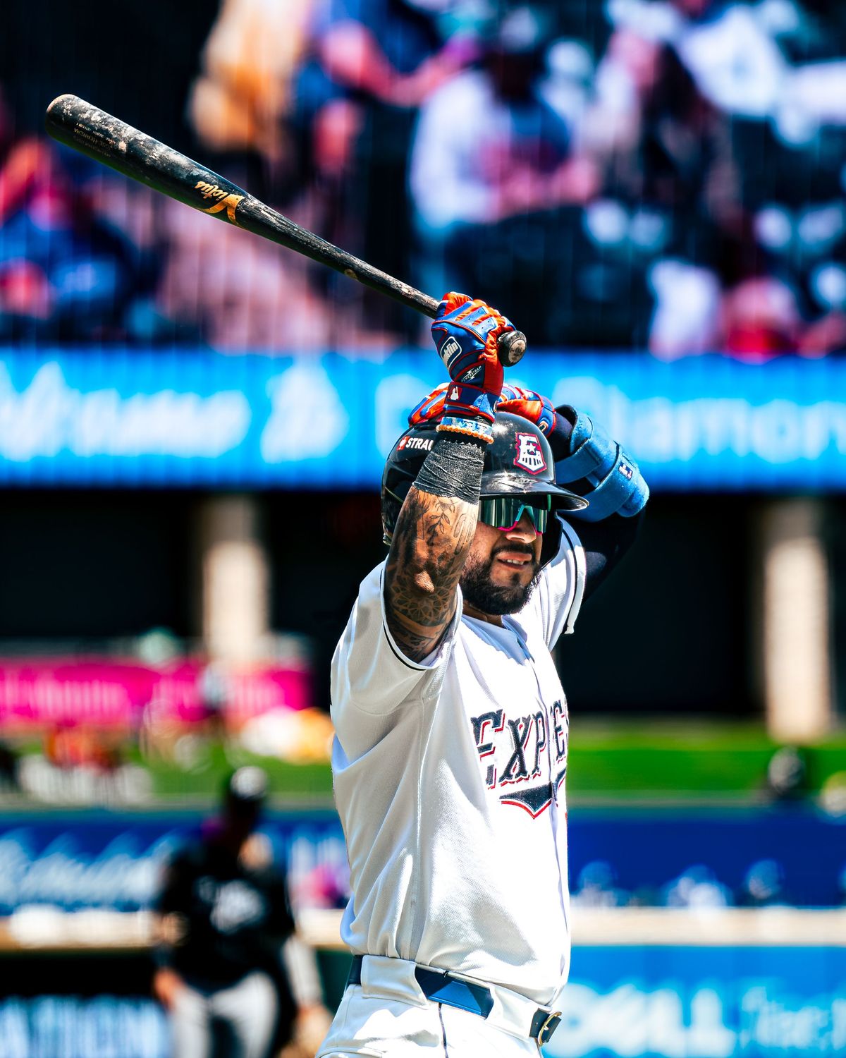 Round Rock Express batter flipping his bat