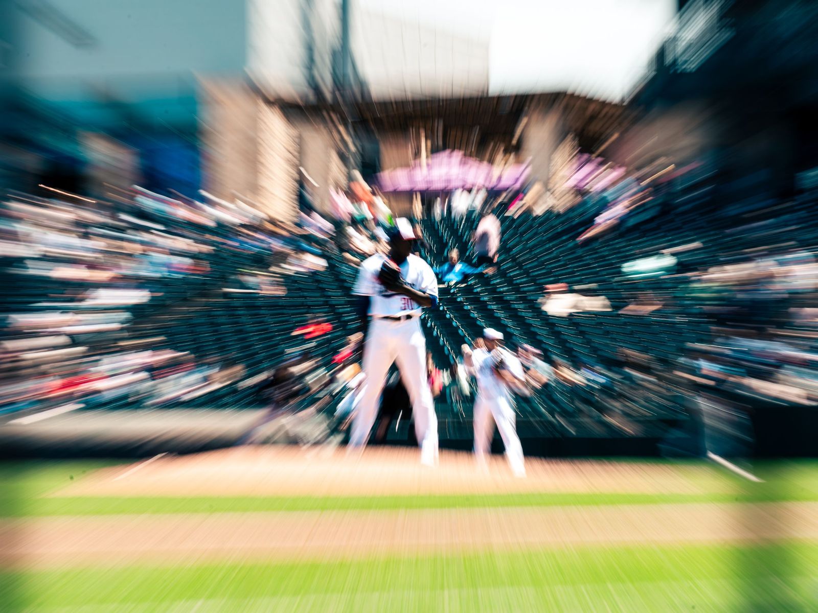 Zoom blur of a pitcher on the mound
