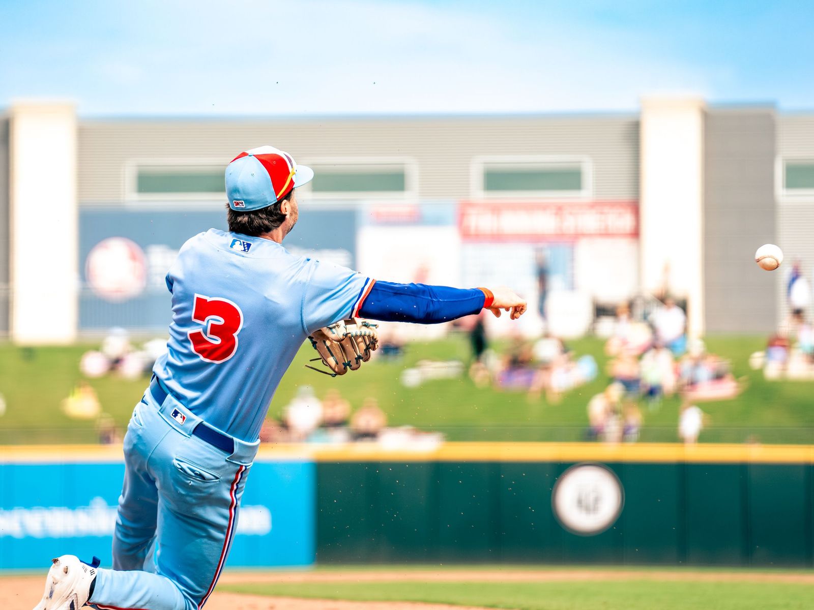 Texas number 3 firing a throw across the infield