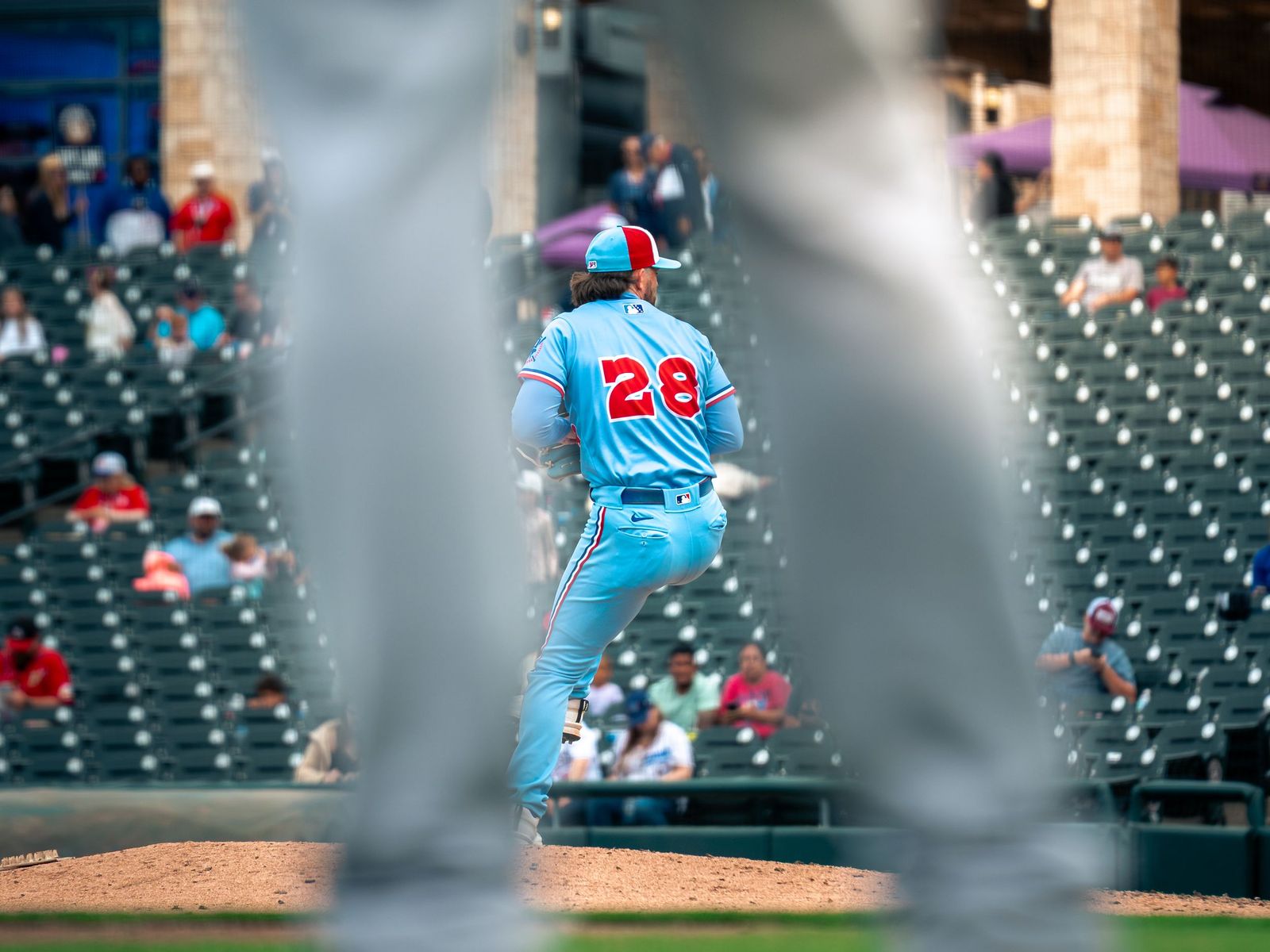 Pitcher seen through a blur of motion