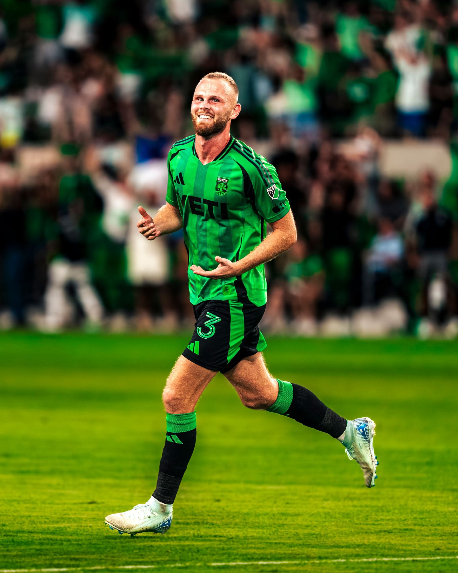 Austin FC player running upfield