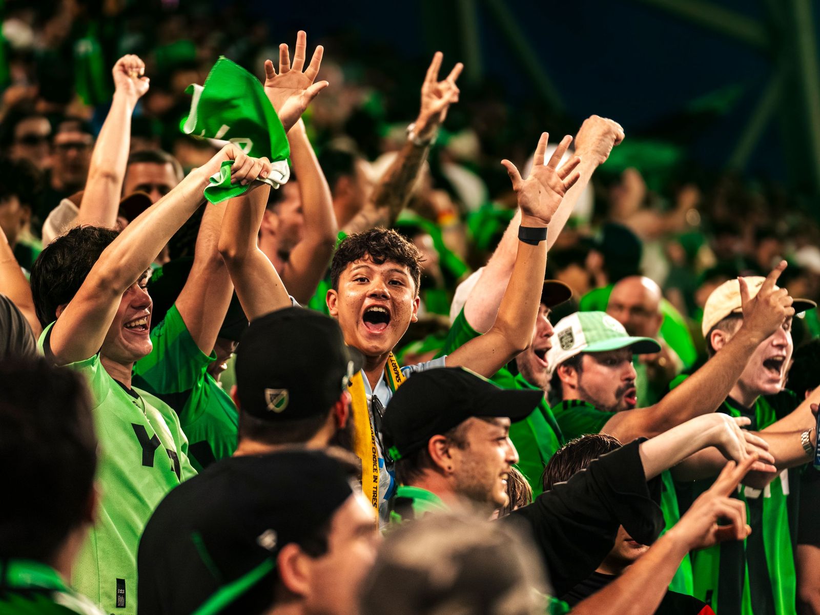 Austin FC supporters celebrating a goal