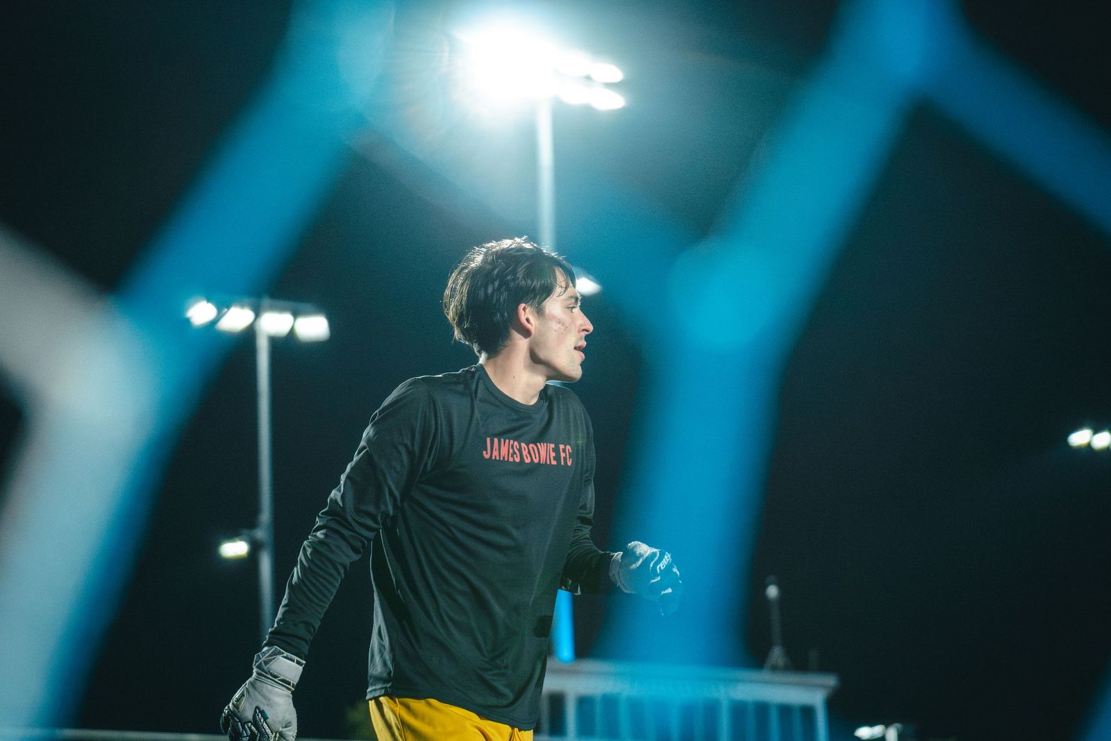 James Bowie goalkeeper under the lights