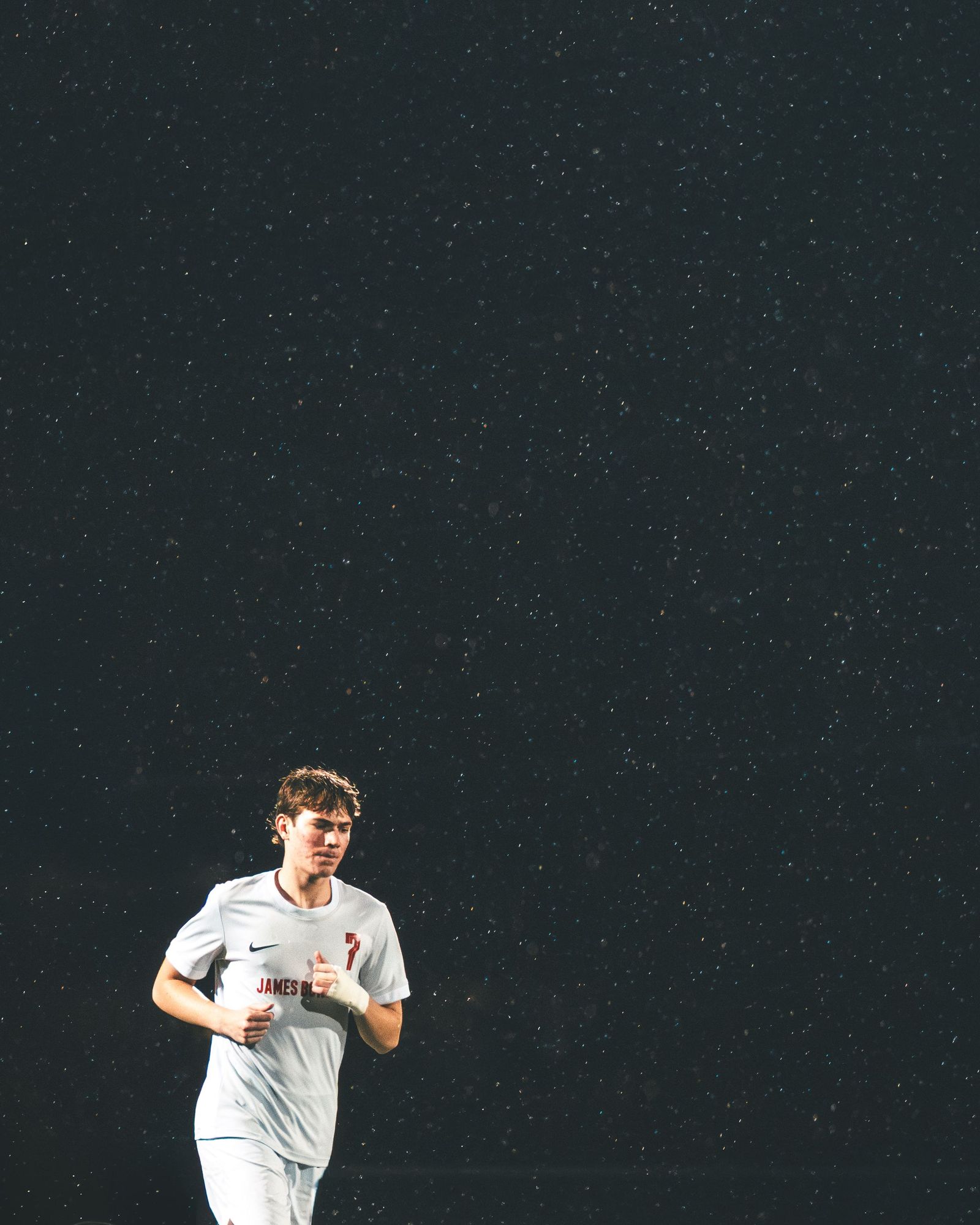 Lone player on a dark field