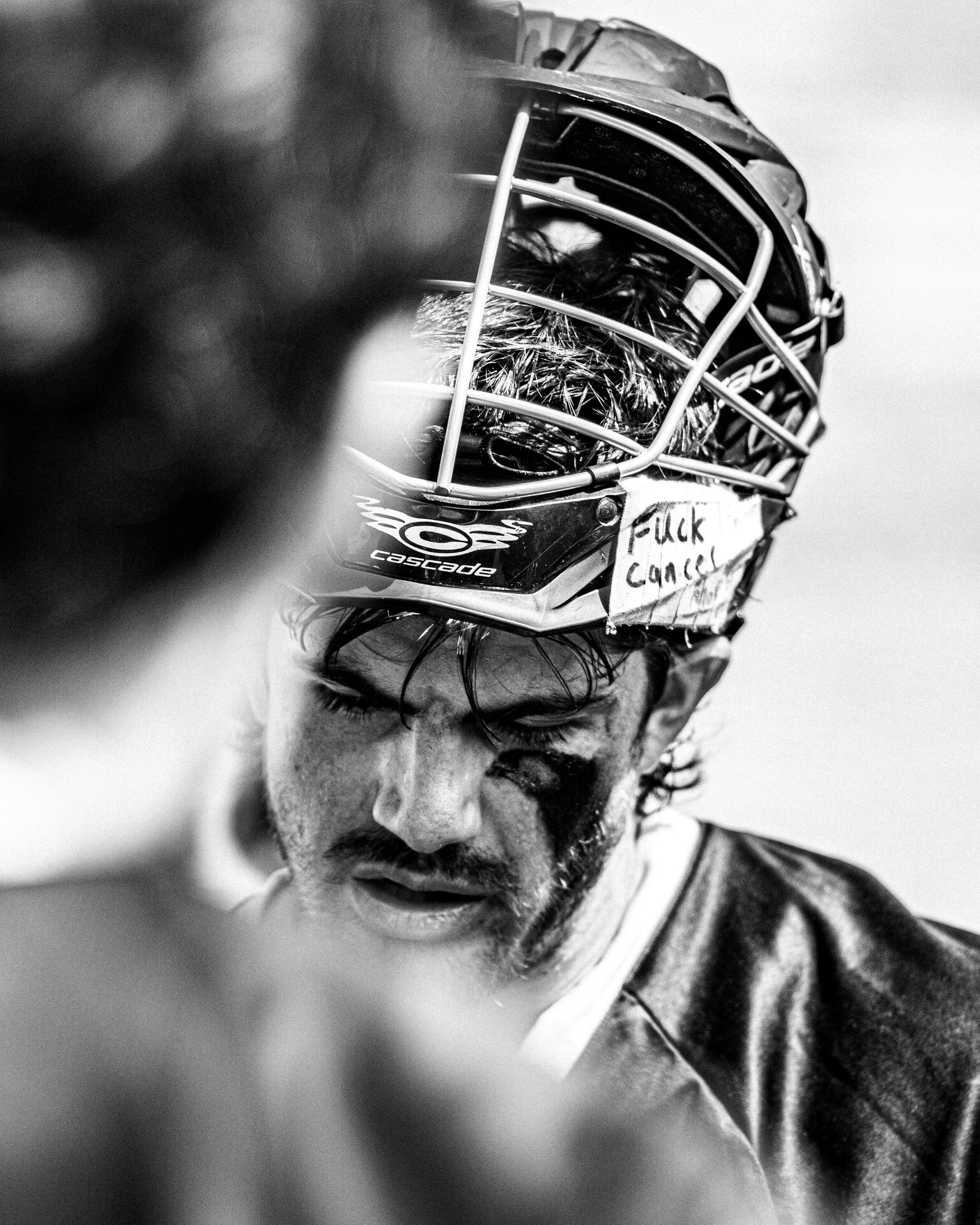 Lacrosse helmet and face mask, black and white