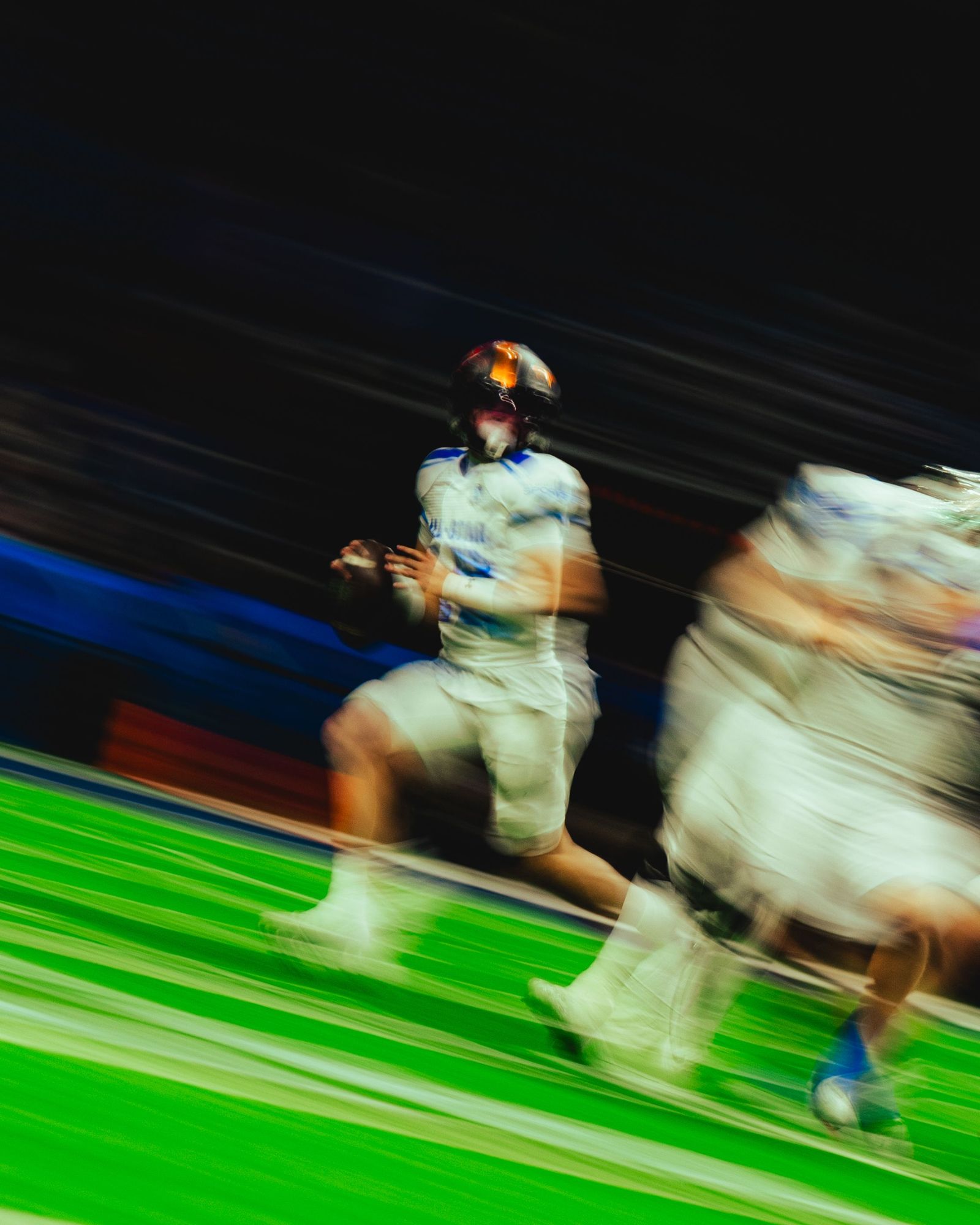 All-star player running in a motion blur