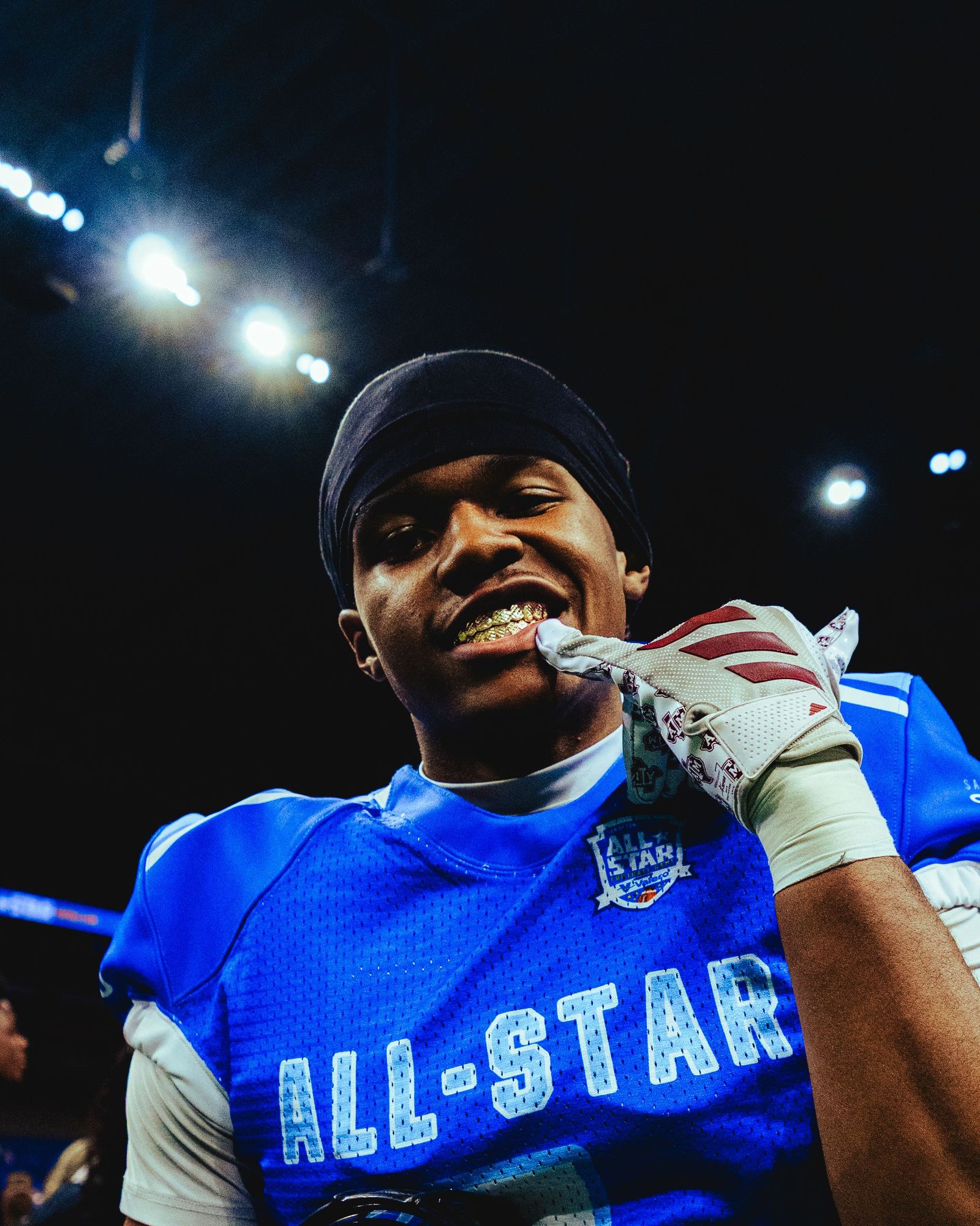 All-star player biting his glove